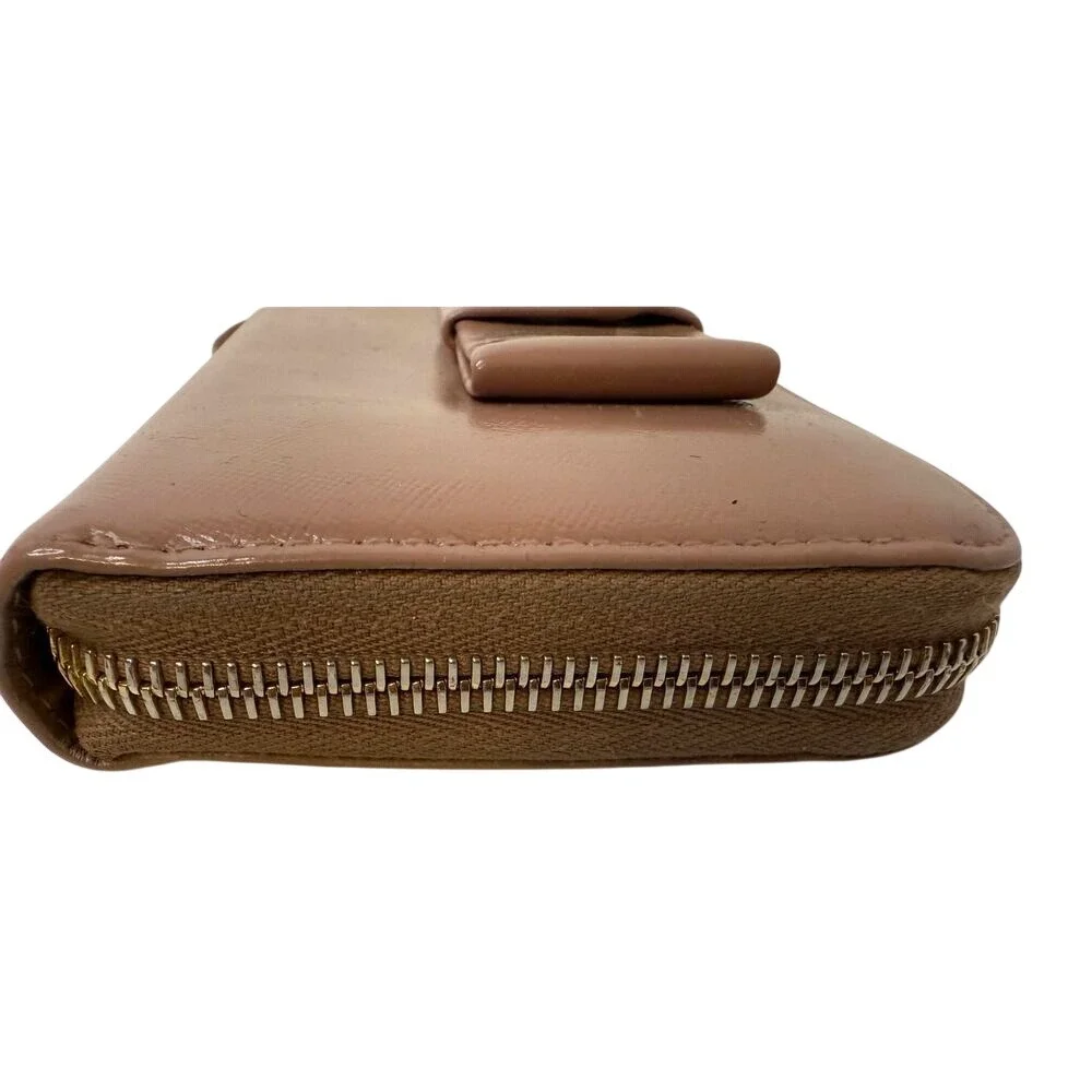 PRADA Wallet Womens Fiocco Brown‎ Leather Bow Long Zip Purple Interior Org Card - Picture 7 of 11